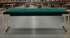 Metal Frame Velvet Upholstery Bedroom Ottoman