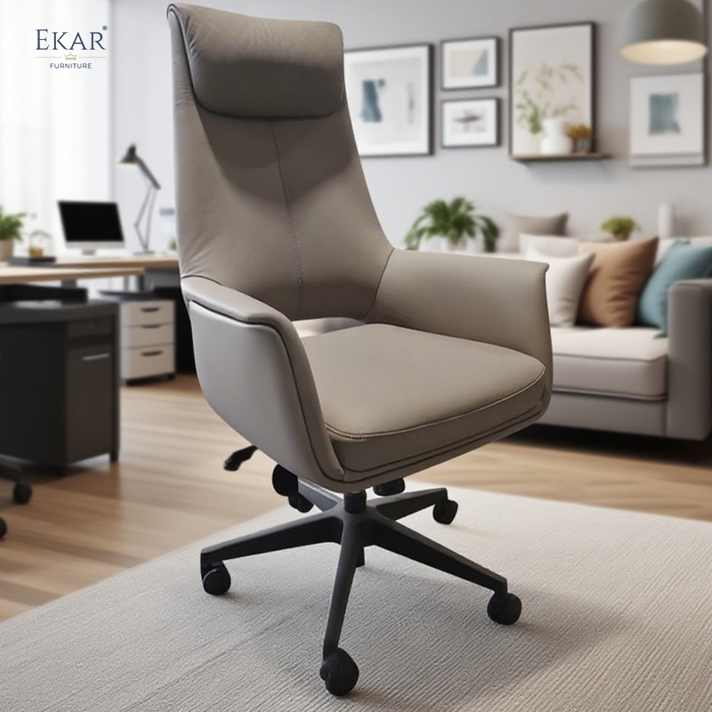 Real Leather Office Chair - Comfort Swivel Chair for Home Executives | S647-KRPY3