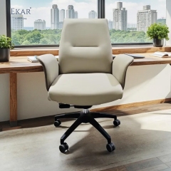 Modern Minimalist Office Chair: Leather Seat with Aluminum Casters