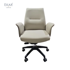 Modern Minimalist Office Chair: Leather Seat with Aluminum Casters