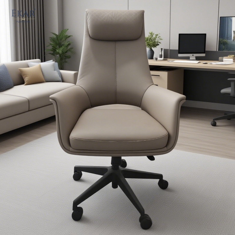Real Leather Office Chair - Comfort Swivel Chair for Home Executives | S647-KRPY3