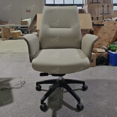 Modern Minimalist Office Chair: Leather Seat with Aluminum Casters