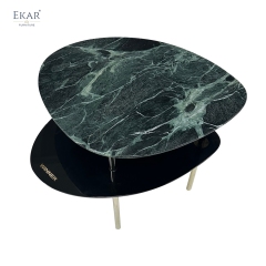 Modern Green Marble Side Table with Crystal Steel Legs
