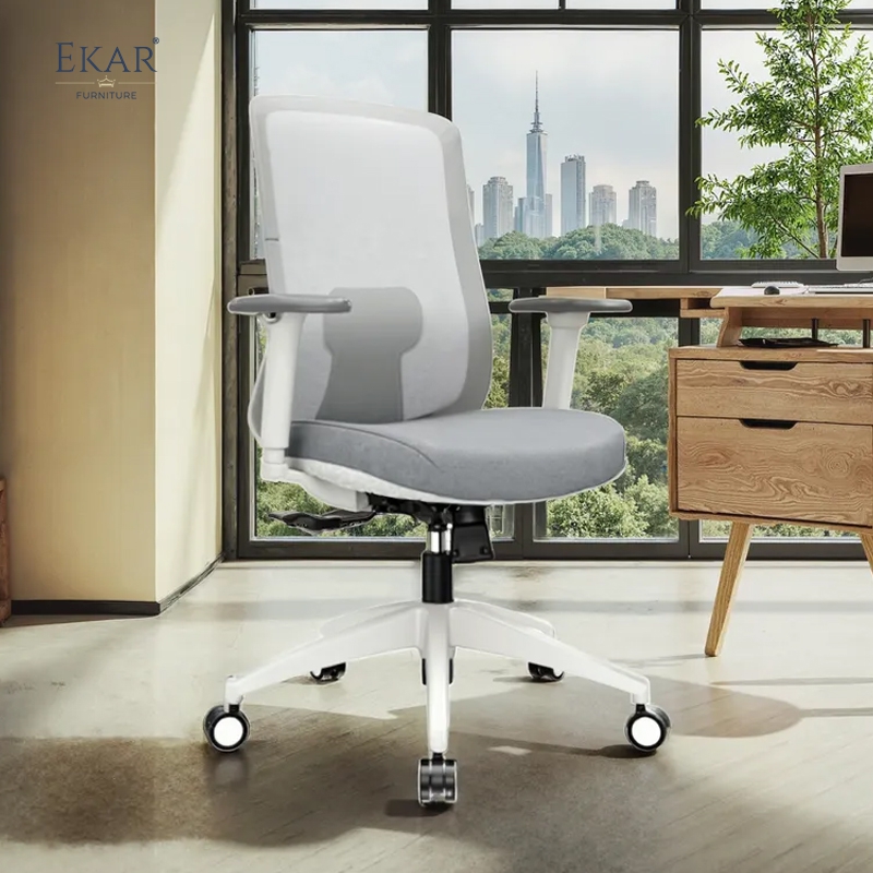 Modern Minimalist Plastic Office Chair with DuPont Mesh &amp; Wheels
