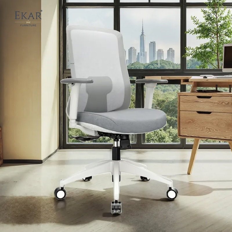 Modern Minimalist Plastic Office Chair with DuPont Mesh &amp; Wheels