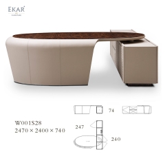 High Gloss Wooden Table Top Leather Home Office Desk
