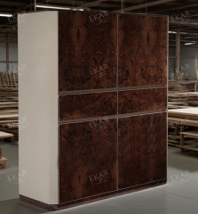 High Gloss Finished Veneer Leather Bookcase