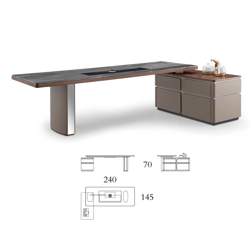 Stylish gray stone marble top coffee table