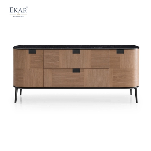 Modern Side Cabinet: Natural Marble Top with Stainless Steel Feet