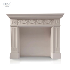 Modern living room white fireplace