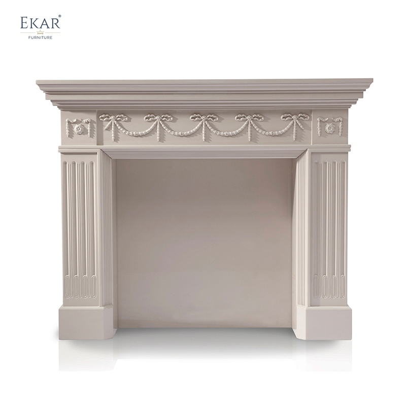 Modern living room white fireplace
