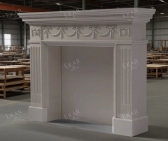 Modern living room white fireplace