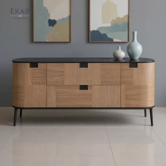 Modern Side Cabinet: Natural Marble Top with Stainless Steel Feet