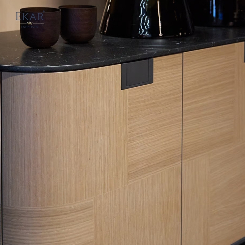 Modern Side Cabinet: Natural Marble Top with Stainless Steel Feet