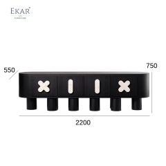 Modern Solid Wood Storage Cabinet with Natural Marble Handles