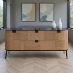 Modern Side Cabinet: Natural Marble Top with Stainless Steel Feet