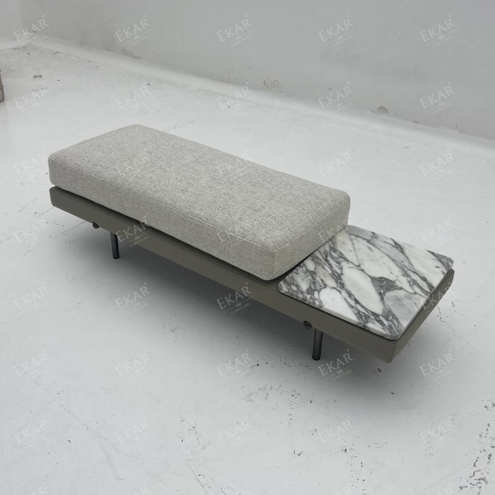 Modern Living Room Bench with Upholstered Seat and Wooden Legs
