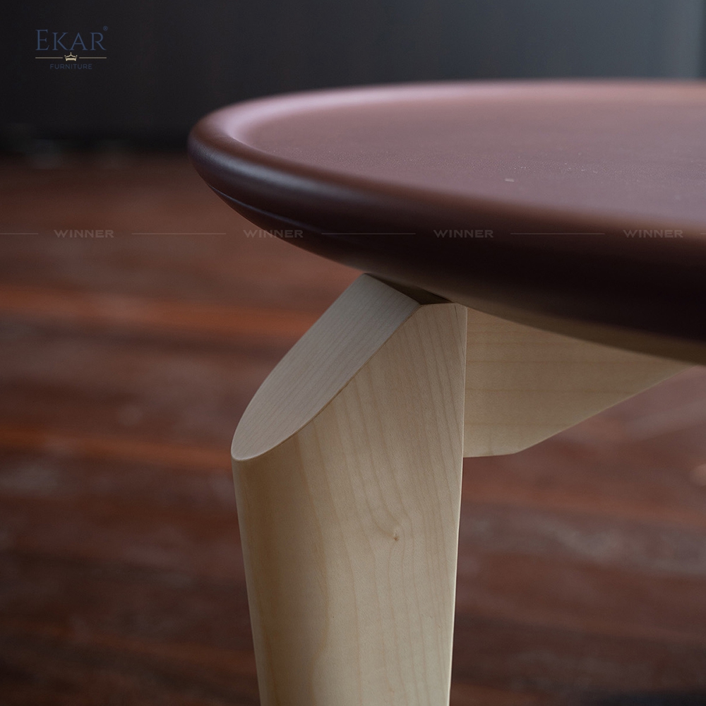EKAR Solid wood round table side table, hollow table design