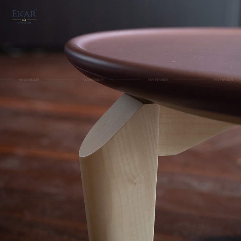 EKAR Solid wood round table side table, hollow table design