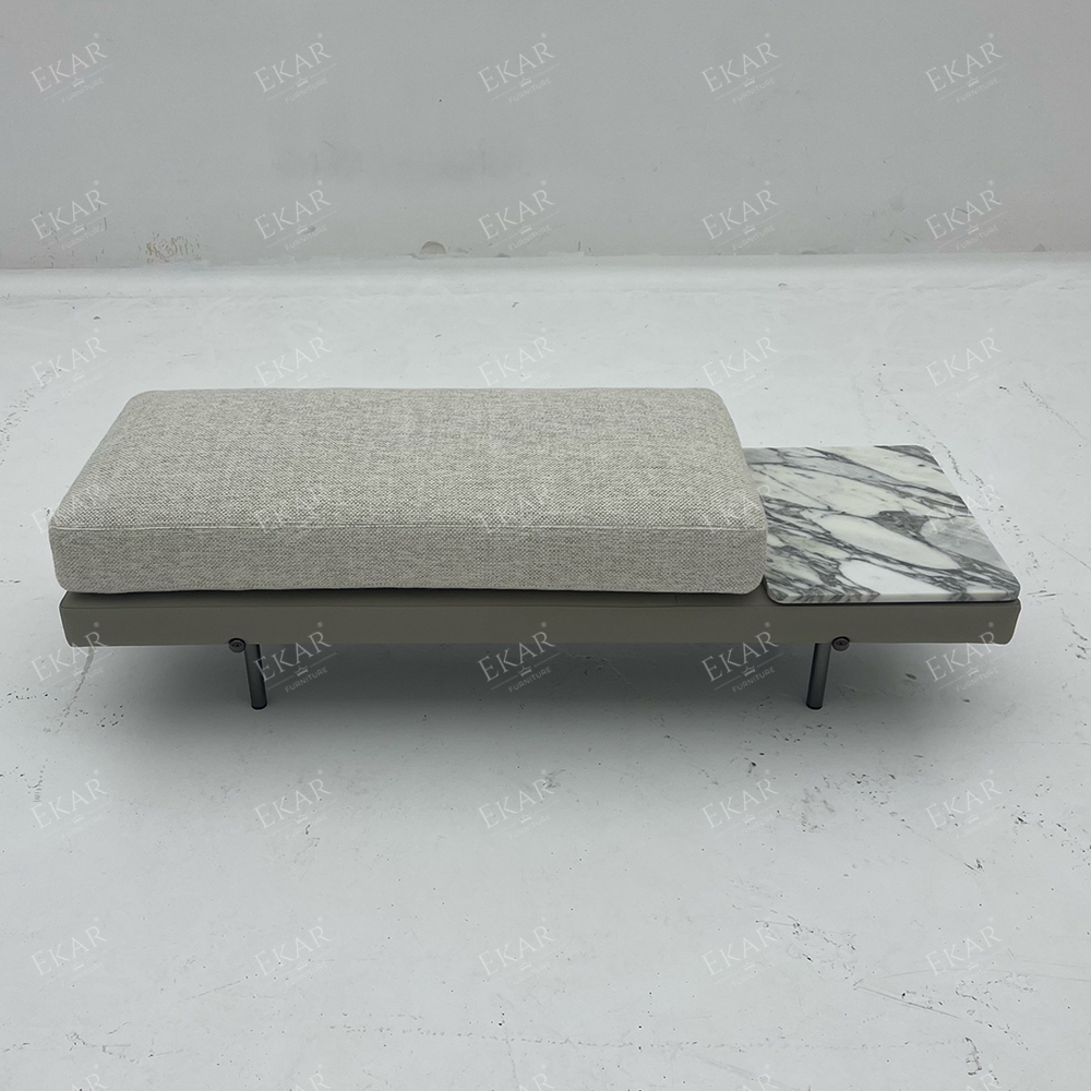 Modern Living Room Bench with Upholstered Seat and Wooden Legs