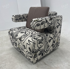 EKAR FURNITURE Luxury Knit Fabric & Linen Accent Chair with Textured Weave Design