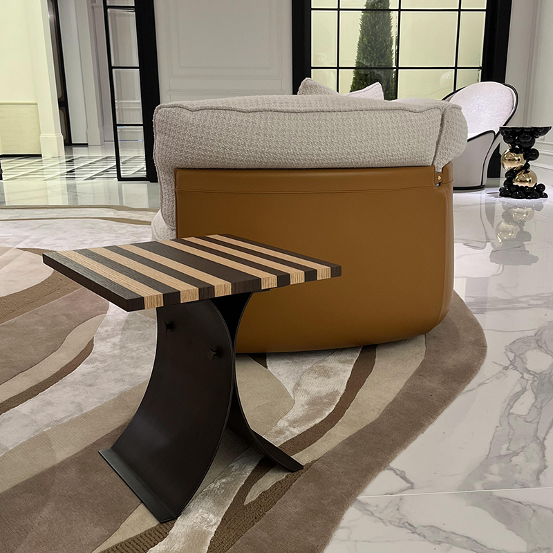 EKAR Modern Side Table with Stainless Steel Base