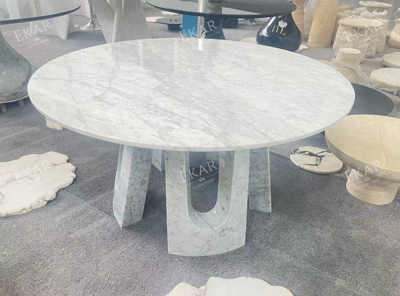 Modern Round Marble Dining Table – Elegant Design with Marble Base