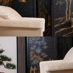 EKAR Atelier Hand-Painted Screen Oriental Art for Living Spaces & Room Dividing EK-ZTDZPF