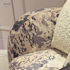 EKAR FURNITURE Luxury Knit Pattern Cotton - Linen Swivel Lounge Chair for Ultimate Comfort