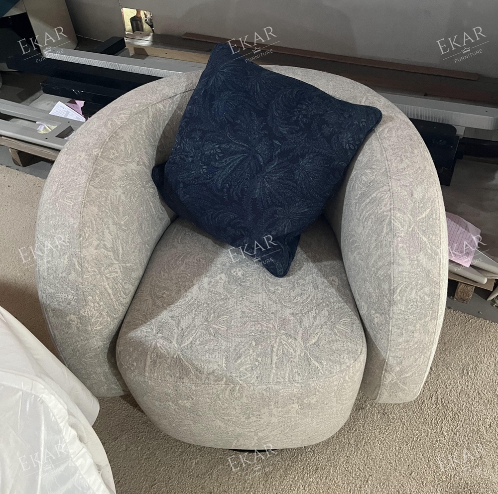 EKAR FURNITURE Luxury Knit Pattern Cotton - Linen Swivel Lounge Chair for Ultimate Comfort
