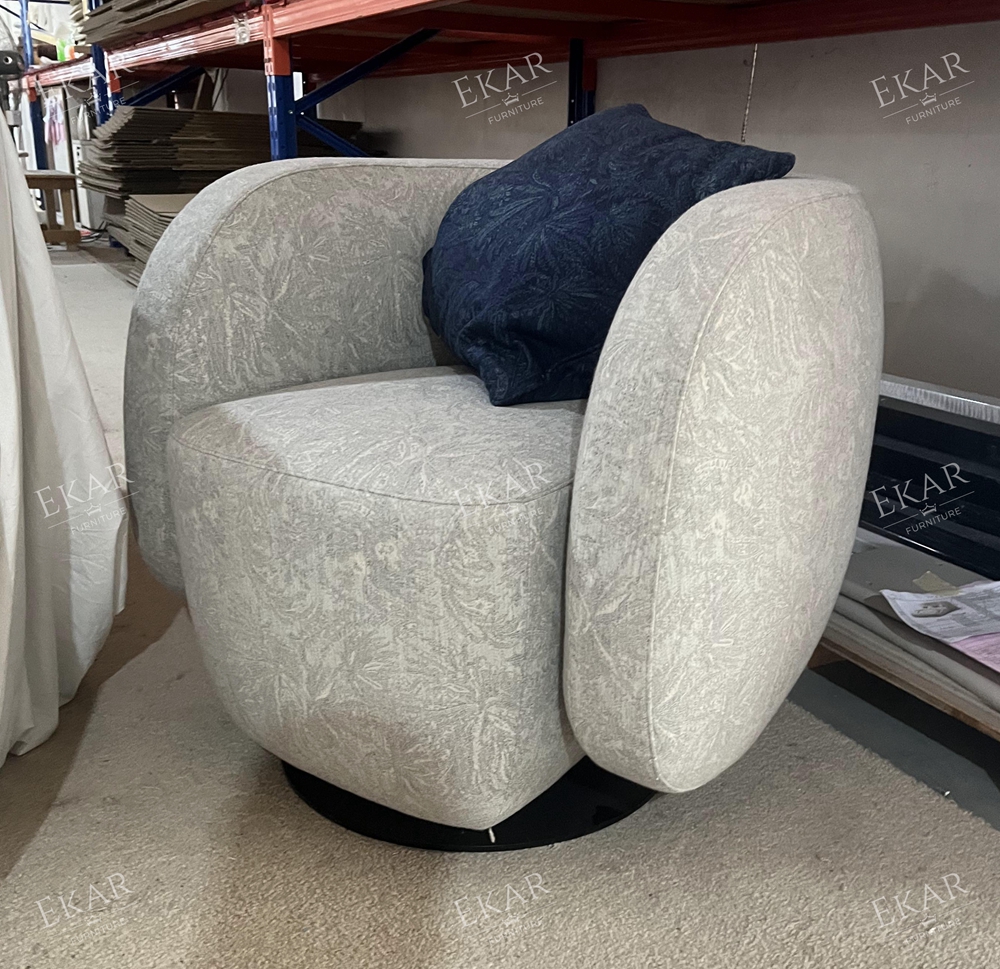 EKAR FURNITURE Luxury Knit Pattern Cotton - Linen Swivel Lounge Chair for Ultimate Comfort