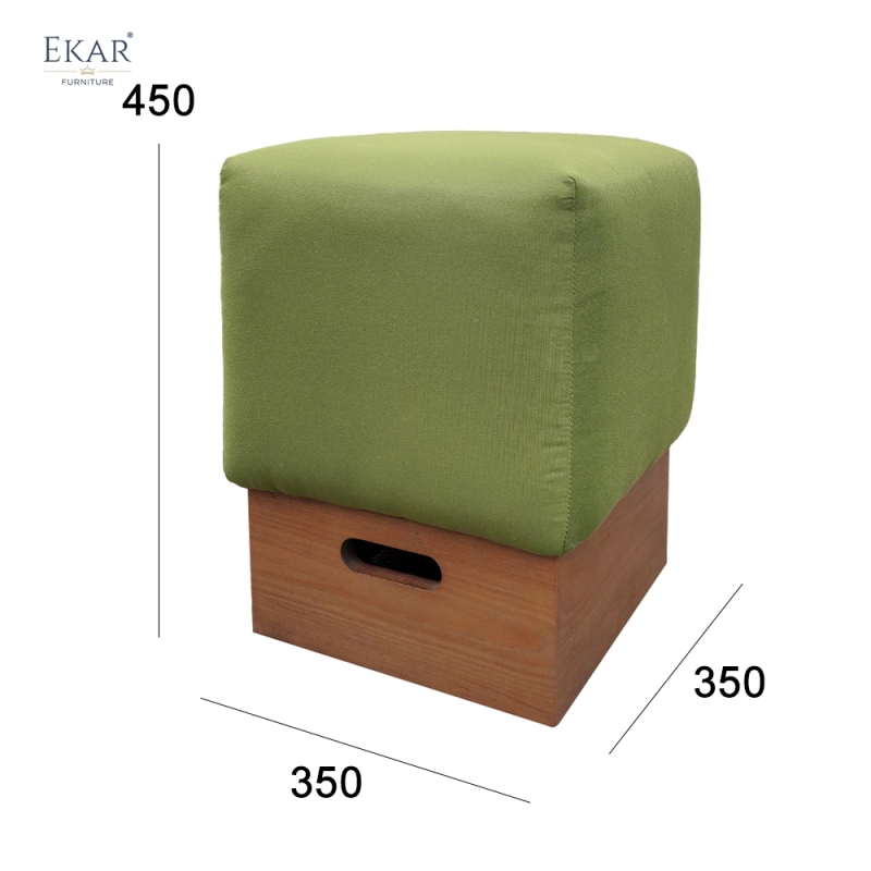 EKAR Terra Stool – Square Solid Wood Base Outdoor Seating for Patios & Gardens