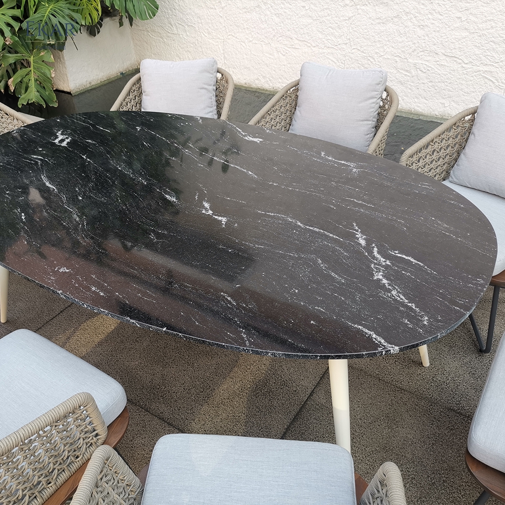 EKAR Horizon Outdoor Dining Table – Modern Minimalist Patio Table for Gardens, Lakeside & Backyard Gatherings