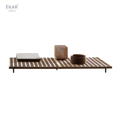 EKAR Harbor Outdoor Coffee Table – Sturdy teak & aluminum design, weather-resistant for patios, gardens EK-ZYDZCT-01