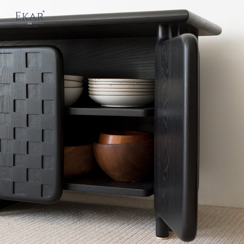 Modern Minimalist Solid Wood &amp; Plywood Living Room Sideboard