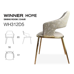 Metal Frame Dining Chairs with Gold Mirror Finish