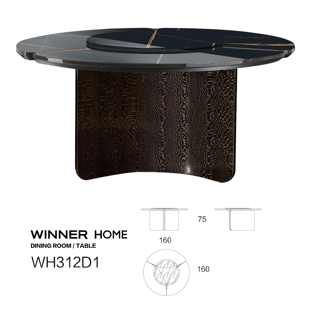 Round marble turntable dining table