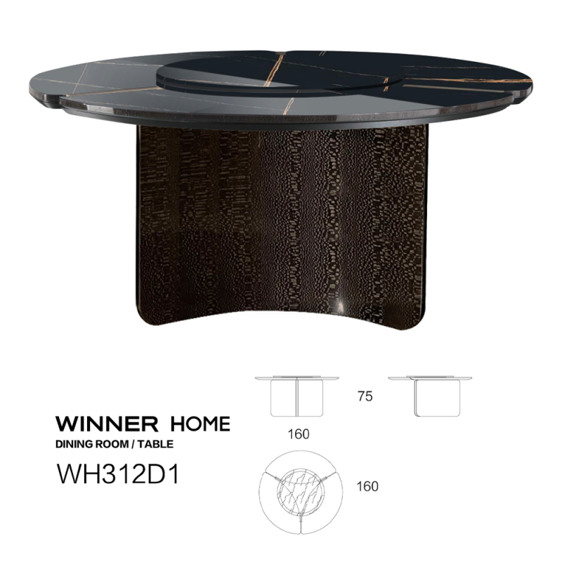 Round marble turntable dining table