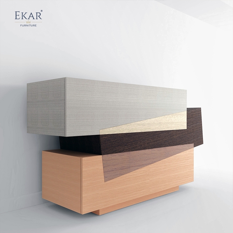 Modern Minimalist Geometric Solid Wood & Plywood Living Room Sideboard