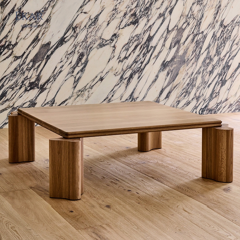Modern Minimalist Solid Wood & Marble - Top Coffee Table