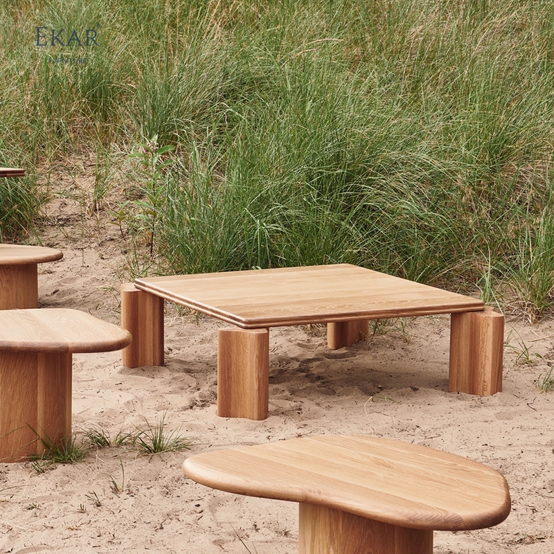 Modern Minimalist Solid Wood & Marble - Top Coffee Table