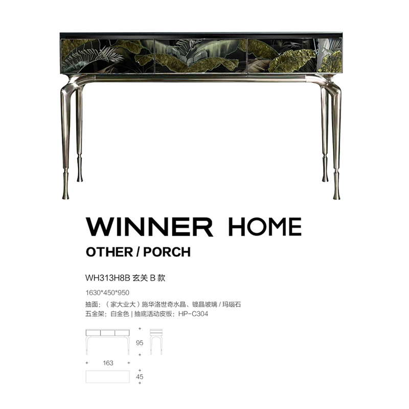 Exquisite crystal diamond inlaid console table