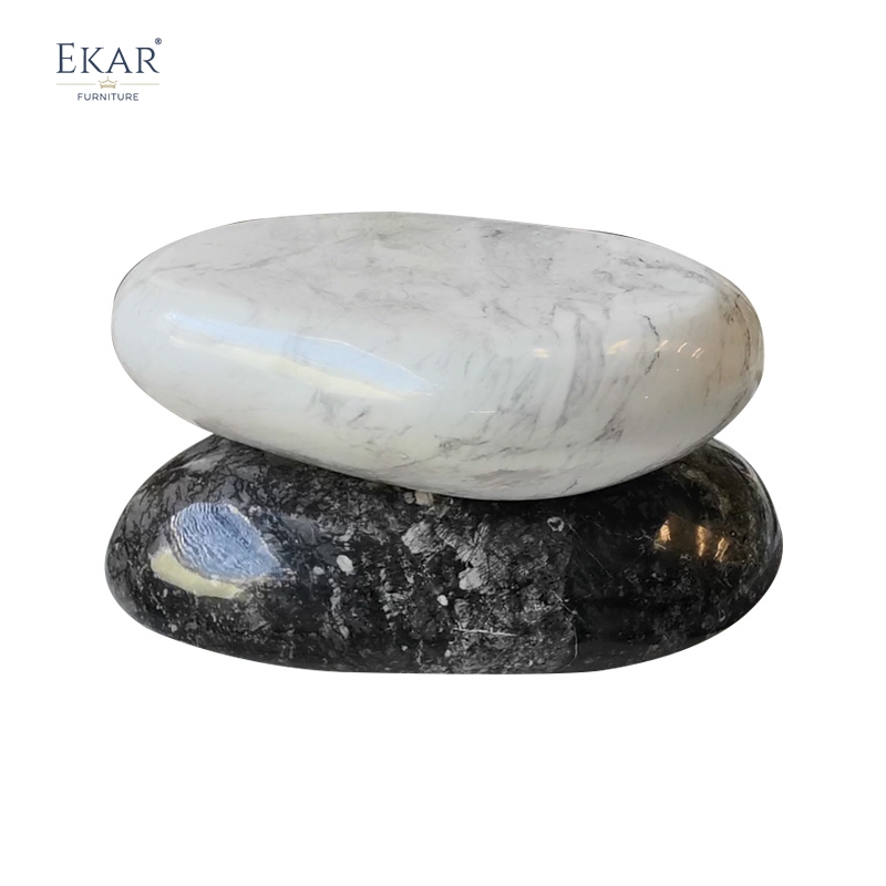 Modern Outdoor Natural Marble Coffee Table, Unique Stone - Stack Design