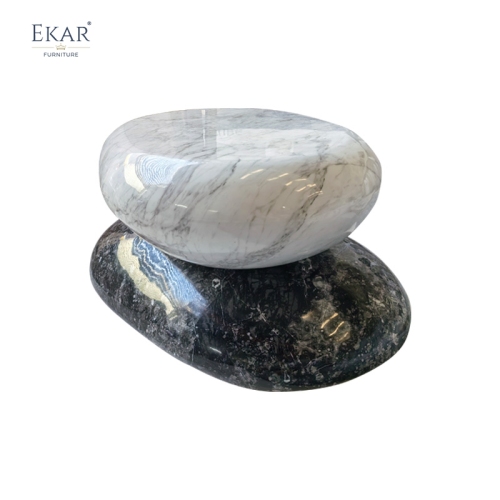 Modern Outdoor Natural Marble Coffee Table, Unique Stone - Stack Design