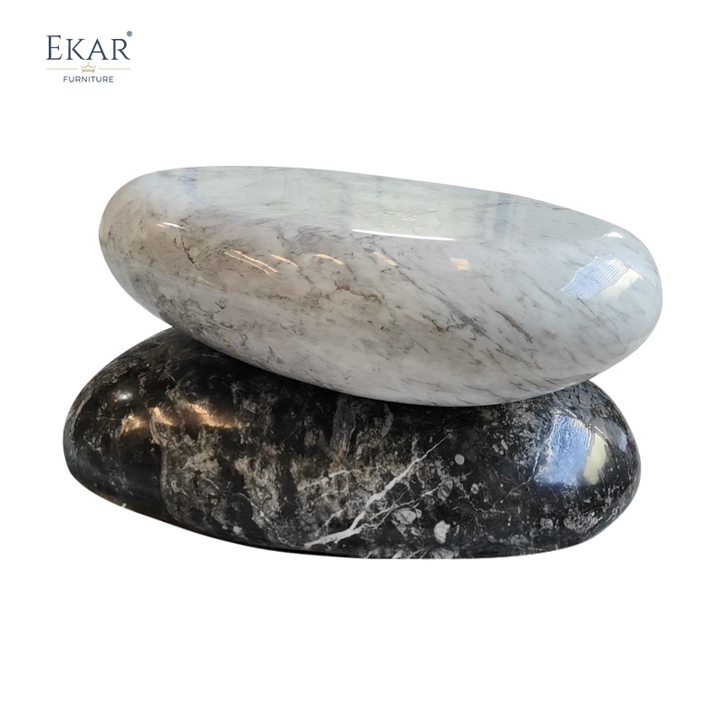 Modern Outdoor Natural Marble Coffee Table, Unique Stone - Stack Design