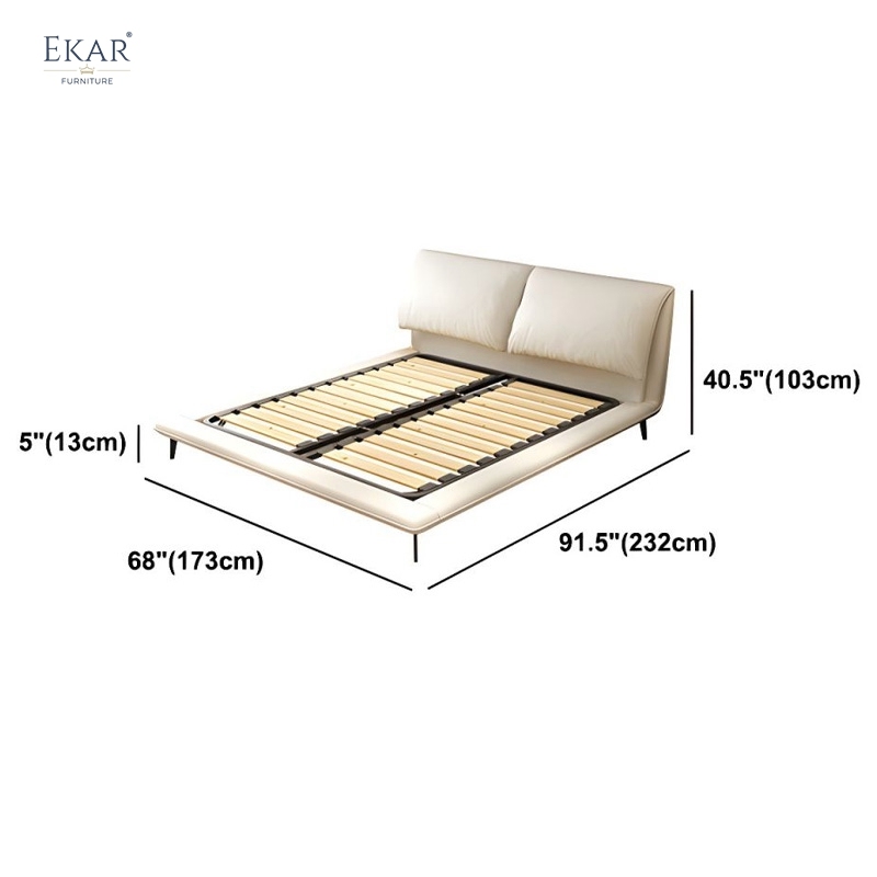 EKAR Elevate Bed | Elephant Ear Floating Design – Genuine Leather for Modern Bedrooms