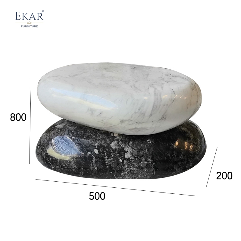 Modern Outdoor Natural Marble Coffee Table, Unique Stone - Stack Design