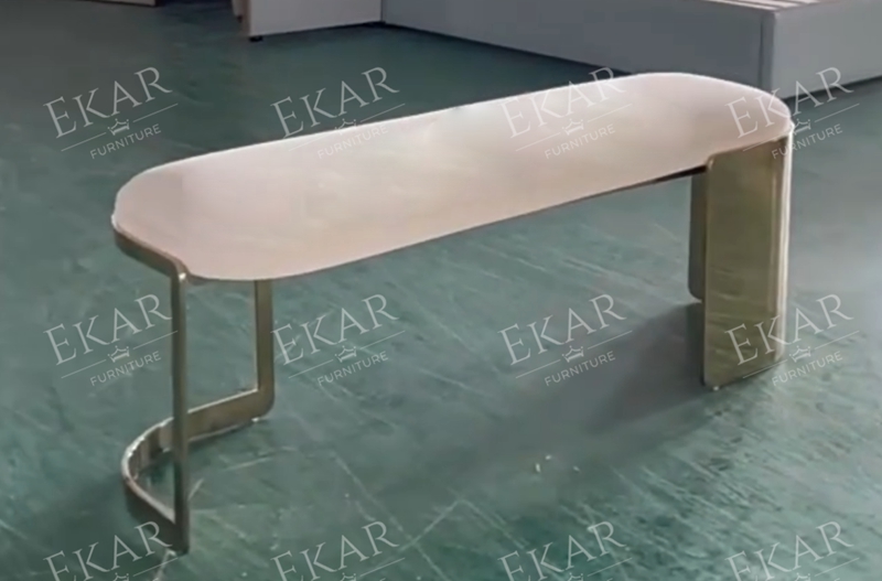 High Quality Modern Bench Metal Leg Upholstered Bedside Stool