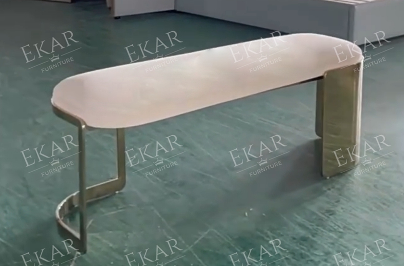High Quality Modern Bench Metal Leg Upholstered Bedside Stool