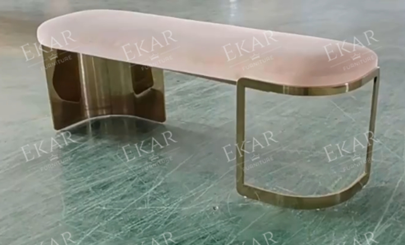 High Quality Modern Bench Metal Leg Upholstered Bedside Stool